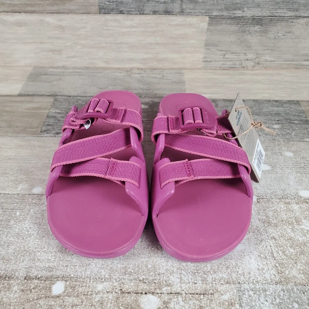 Chaco Chillos Kids Sandals Sz 6 Fuchsia Comfort Polyester Slip On Open Toe Slide